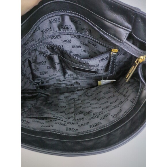 Michael Kors Stanthorpe Large Black Leather Shoulder Bag Gold Chain Strap NWT - Picture 10 of 16